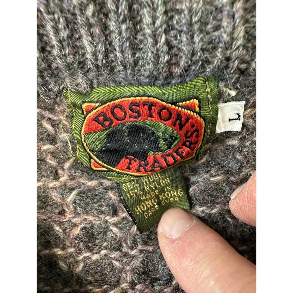 Vintage Boston Traders Knit Wool Blend Sweater Mens Large Brown Crewneck